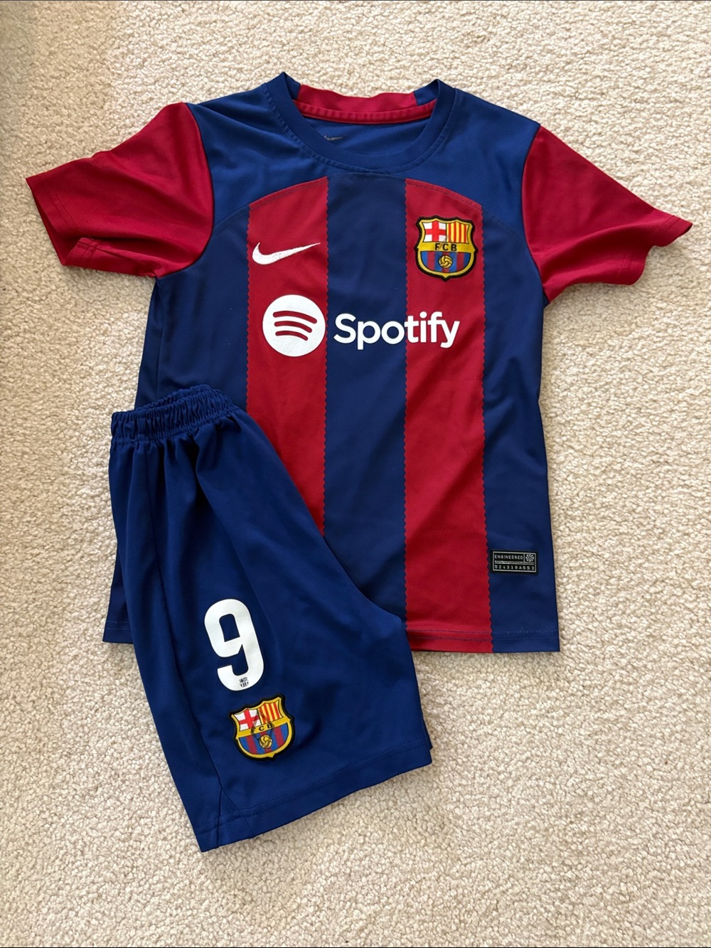 FC Barcelona Youth Soccer Jersey kit #9 Lewandowski